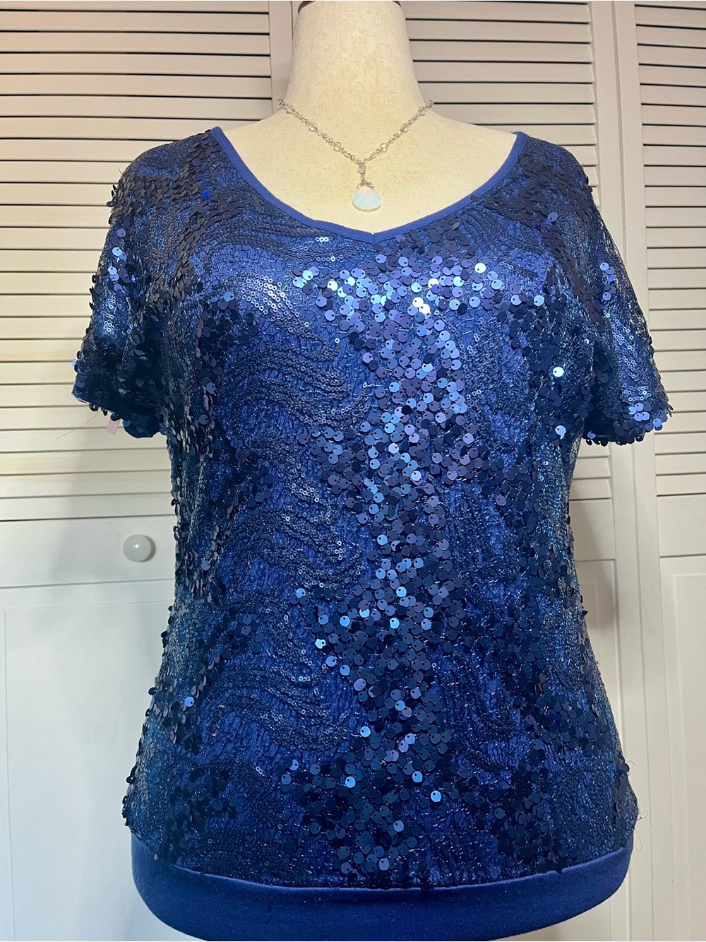 Cocomo Royal Blue Sequin Short-Sleeve Tee
